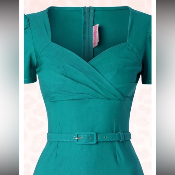 Pinup Couture 50s Erin Short Sleeve Wiggle
Dress in Jade, Small, EUC - Picture 5 of 11
